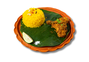 Basanti Pulao With Chicken Kasha